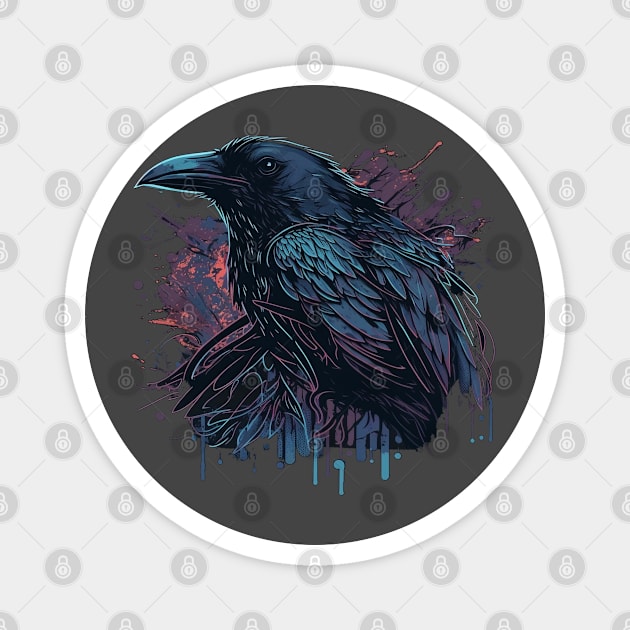 Raven Graphic Goth Black Crow Magnet by Linco